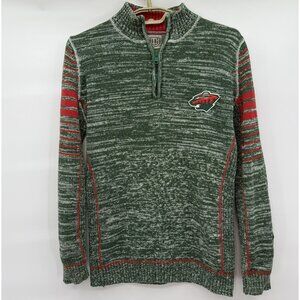 Minnesota Wild Old Time Hockey Knitted 1/4 Zip Sweater Mock Neck Size M NHL